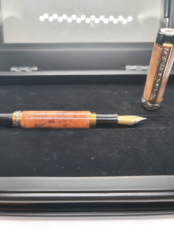 Maple burl non posting fountain pen